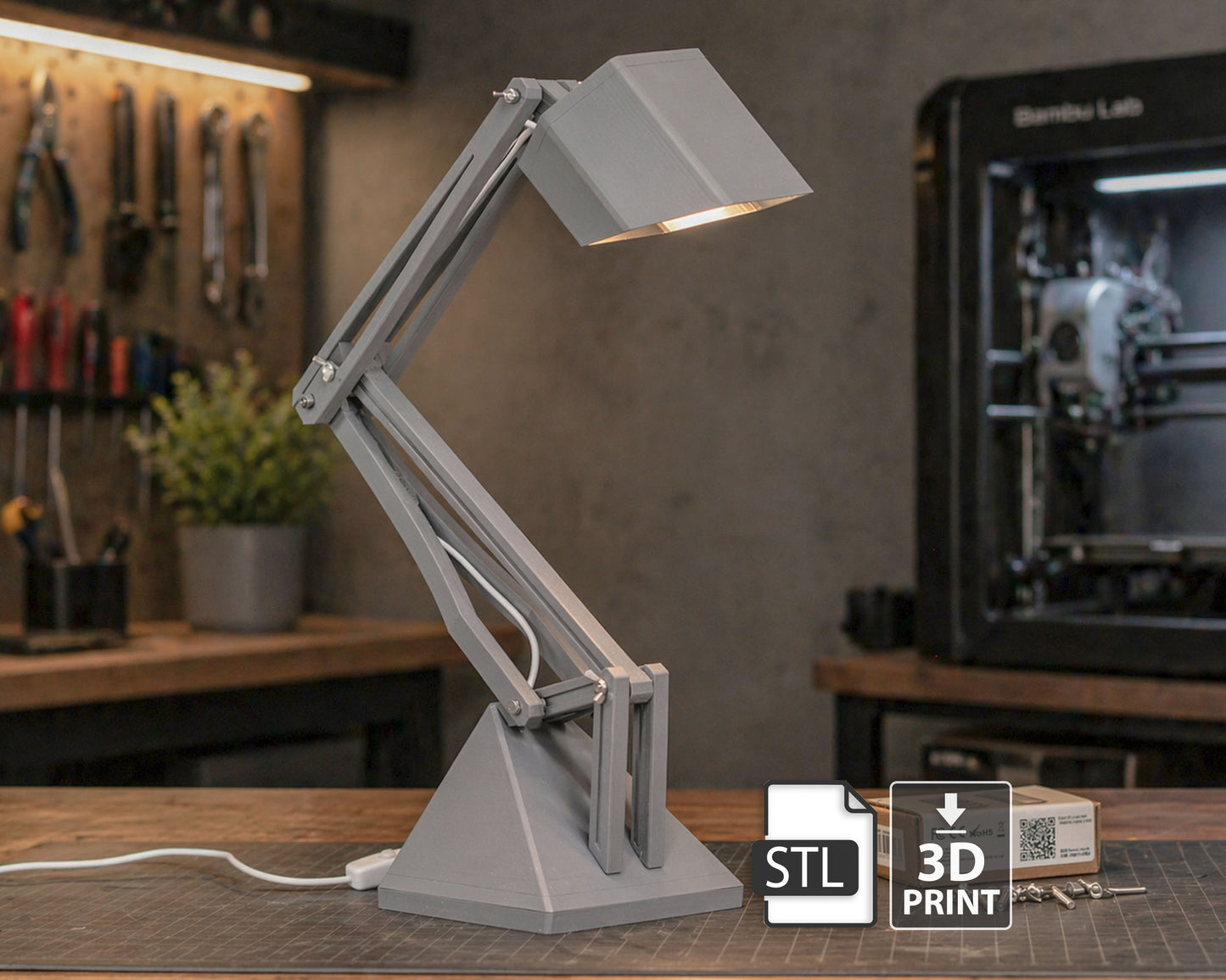 "MASHINA" Articulated Desk Lamp DIGITAL DESIGN for 3D Printing, STL