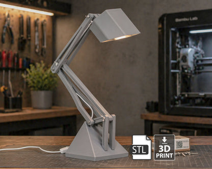 "MASHINA" Articulated Desk Lamp DIGITAL DESIGN for 3D Printing, STL