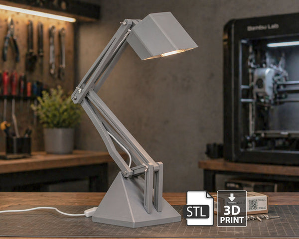 "MASHINA" Articulated Desk Lamp DIGITAL DESIGN for 3D Printing, STL