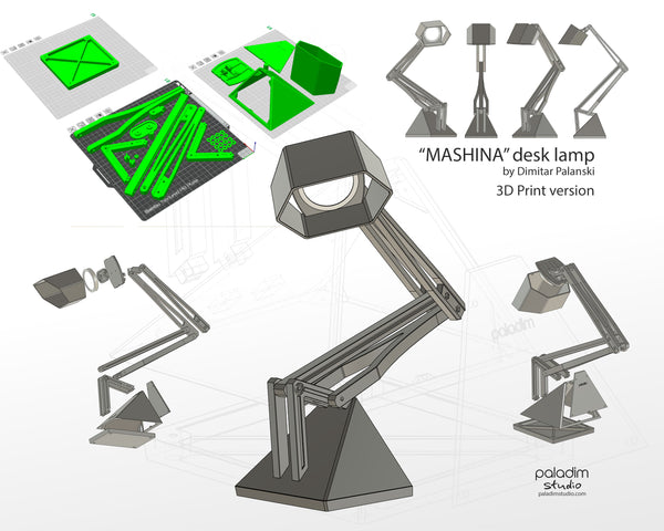 "MASHINA" Articulated Desk Lamp DIGITAL DESIGN for 3D Printing, STL