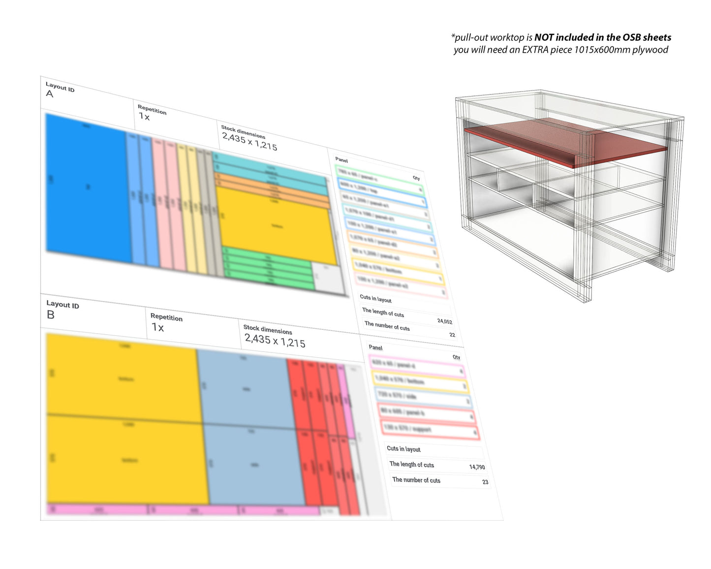 "MASA" 15mm OSB Workbench DIGITAL DESIGN, PDF Panel Cutting Plans