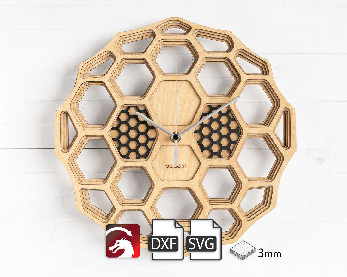 "PITA" Wall Clock DIGITAL DESIGN for Laser Cutting