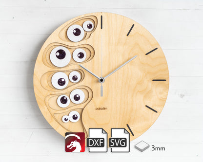 "POGLED" Wall Clock DIGITAL DESIGN for Laser Cutting