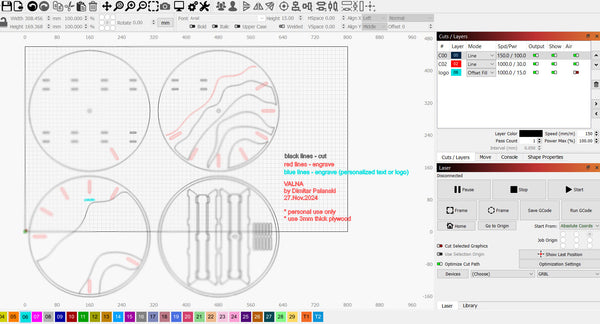 "VALNA" Wall Clock DIGITAL DESIGN for Laser Cutting