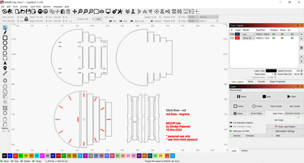 "MIXOR Lite" Wall Clock DIGITAL DESIGN for Laser Cutting