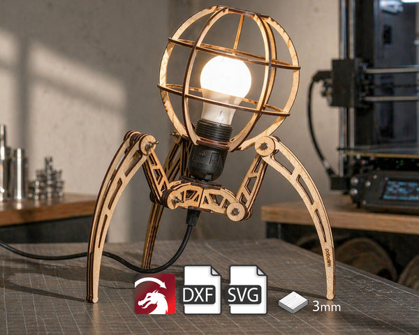 "TRIKRAK" Tripod Lamp DIGITAL DESIGN for Laser Cutting