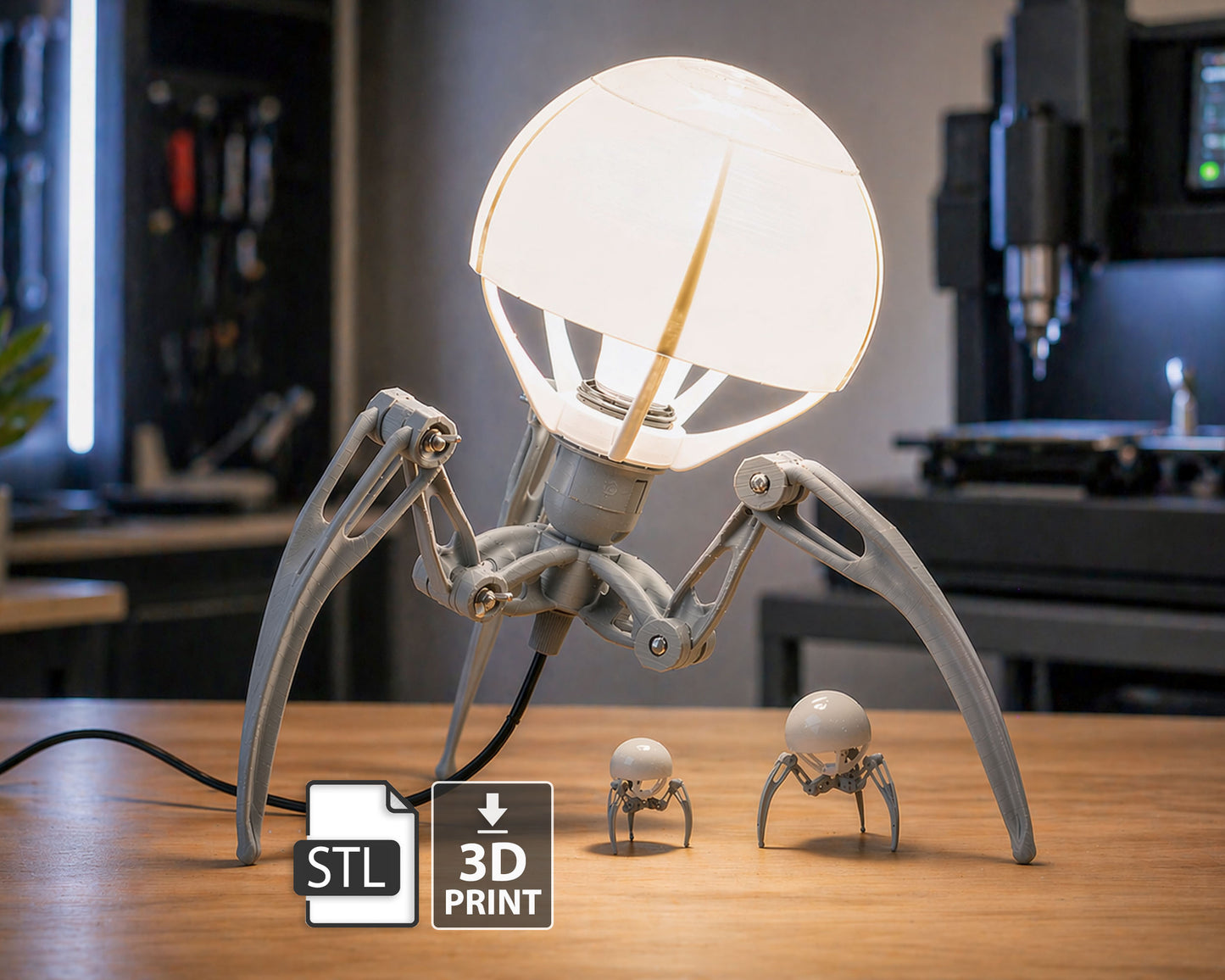 "TRIKRAK" STL Tripod Lamp DIGITAL DESIGN for 3D Printing