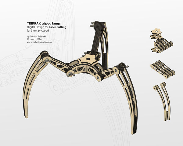 "TRIKRAK" Tripod Lamp DIGITAL DESIGN for Laser Cutting