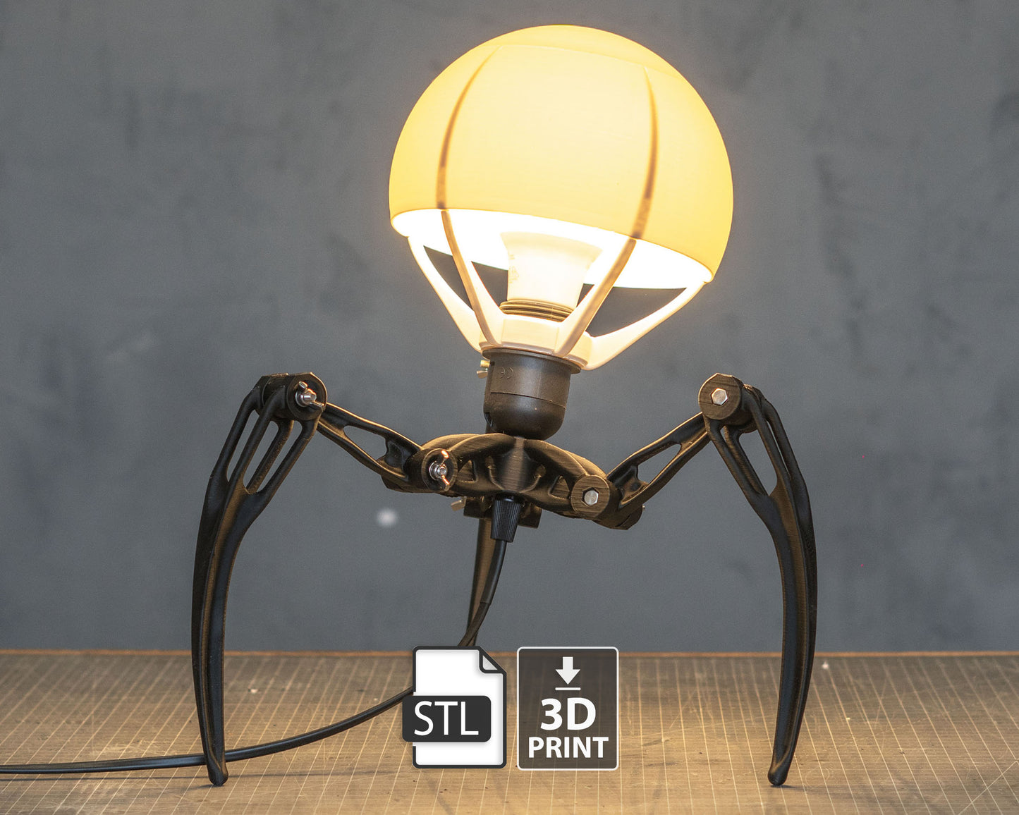 "TRIKRAK" STL Tripod Lamp DIGITAL DESIGN for 3D Printing