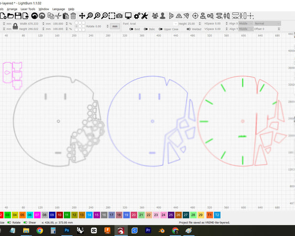 "VREME Lite" Wall Clock DIGITAL DESIGN for Laser Cutting