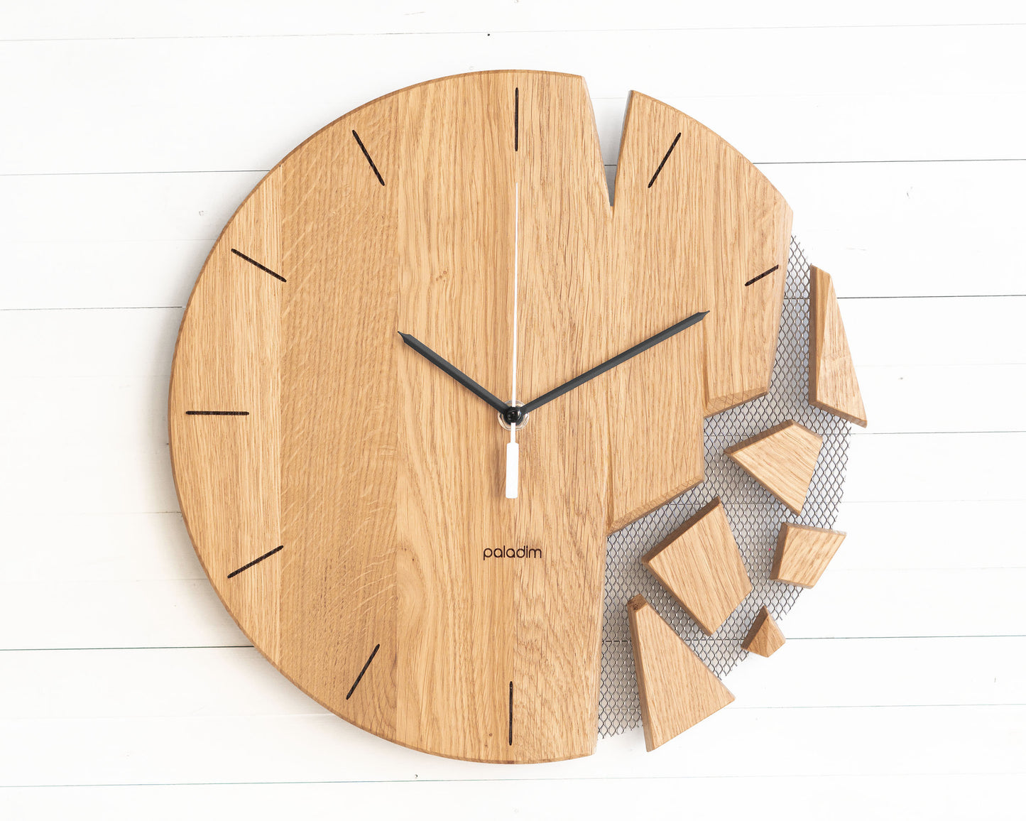 VREME shattered wall clock, oak