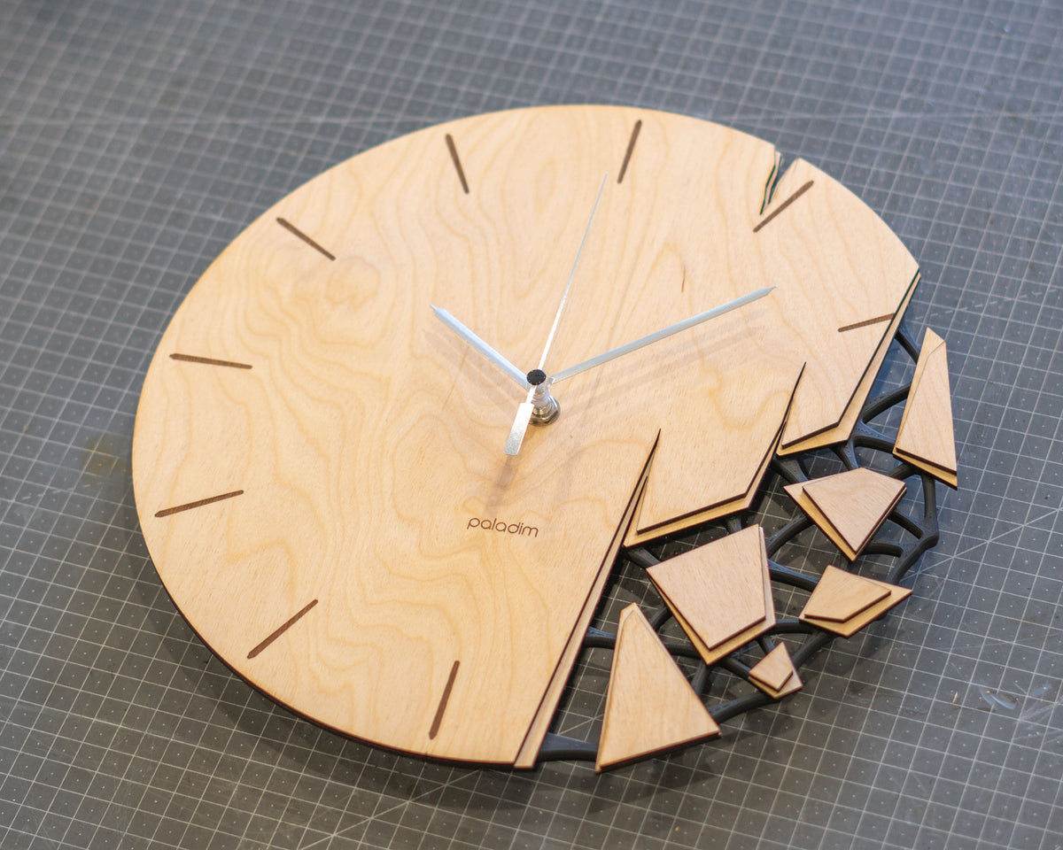 "VREME 6.1" STL Wall Clock HYBRID DIGITAL DESIGN (3D Print + Laser Cut)