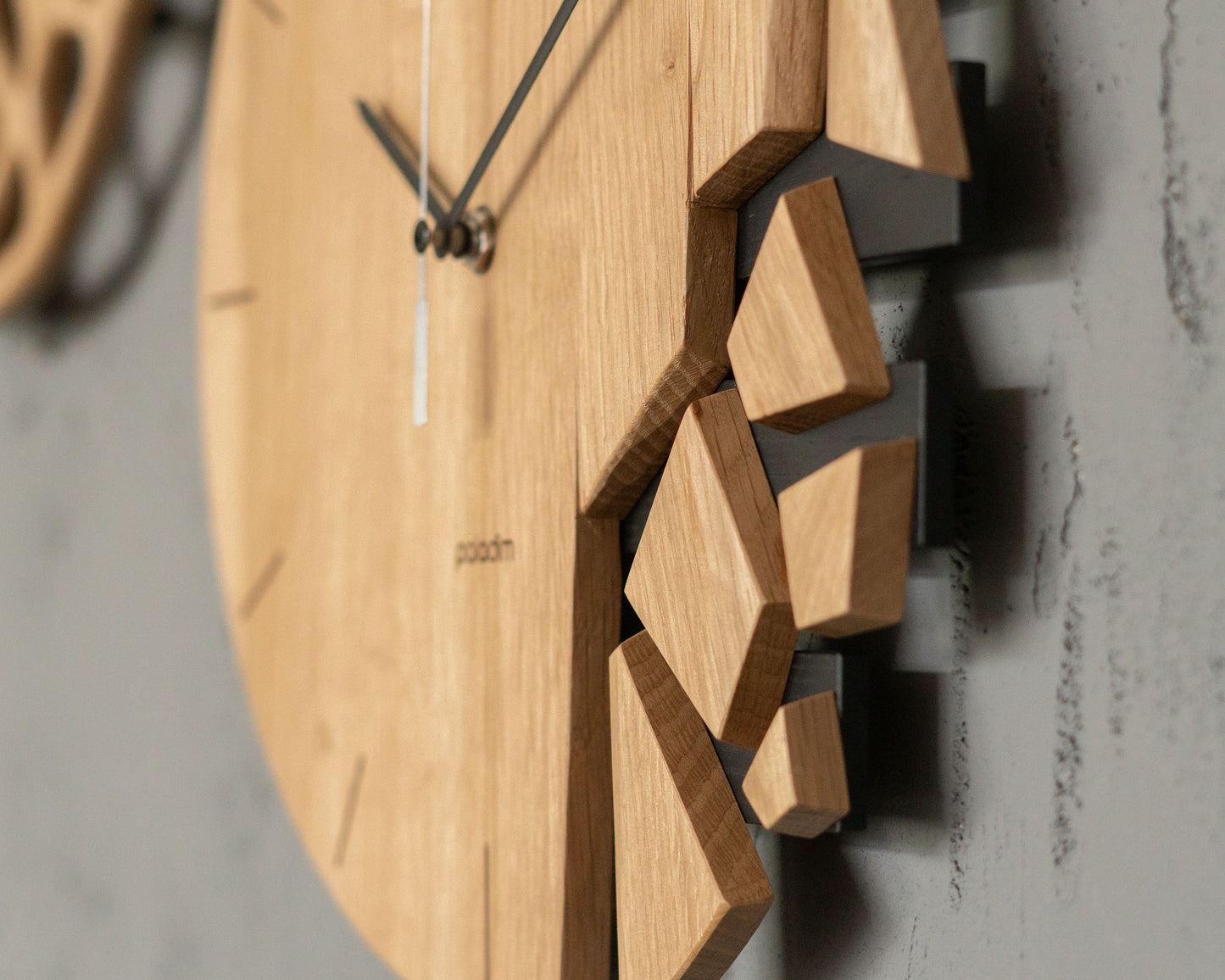 VREME shattered wall clock, oak