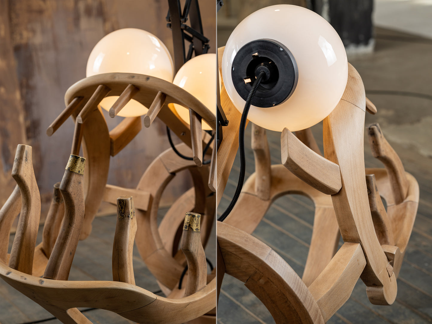 Подова лампа RIBA - преработена скулптура на столове