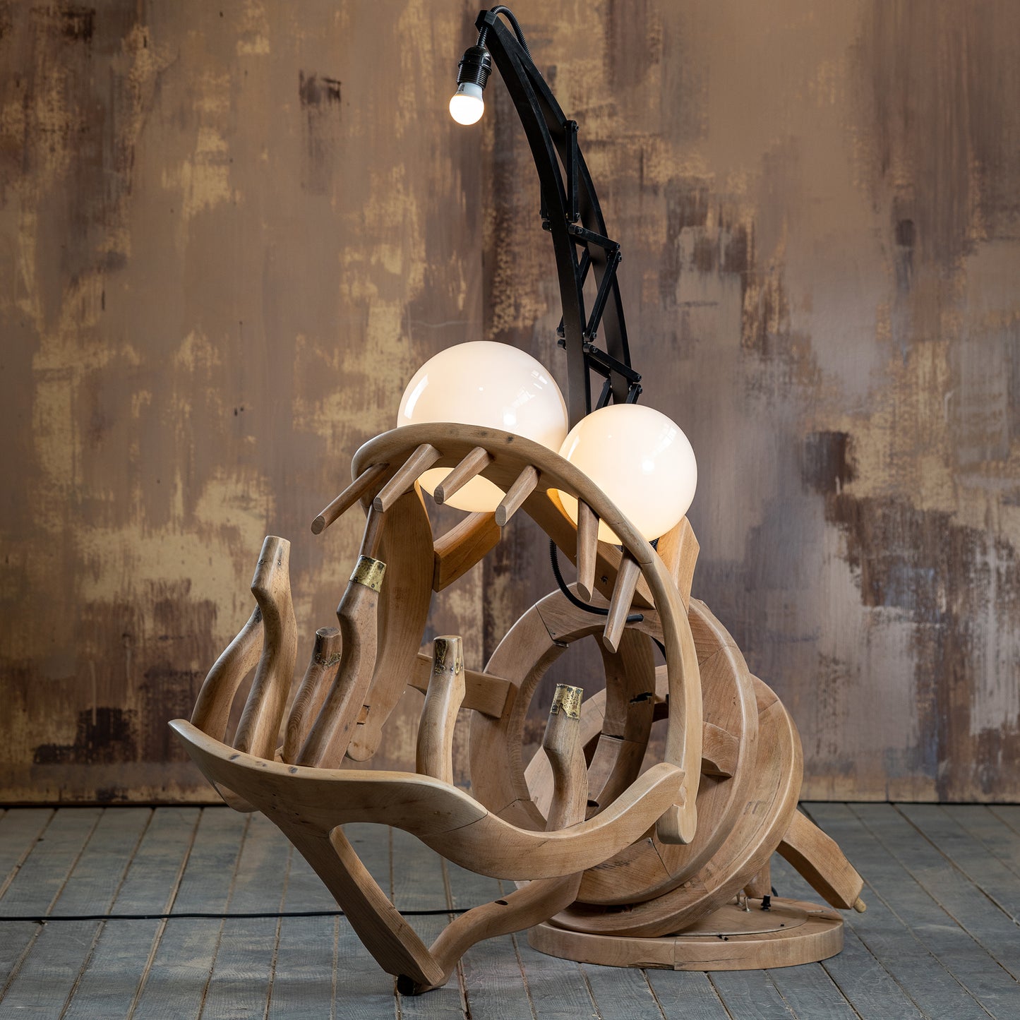 RIBA floor lamp - repurposed chairs sculpture